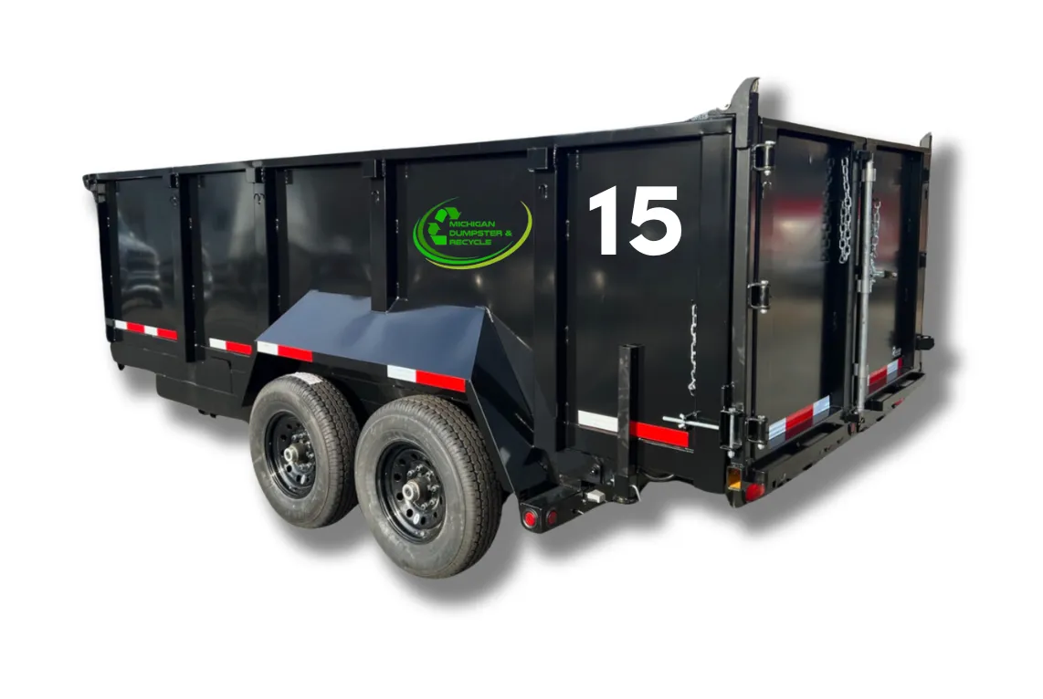 15 yard driveway-safe dump trailer