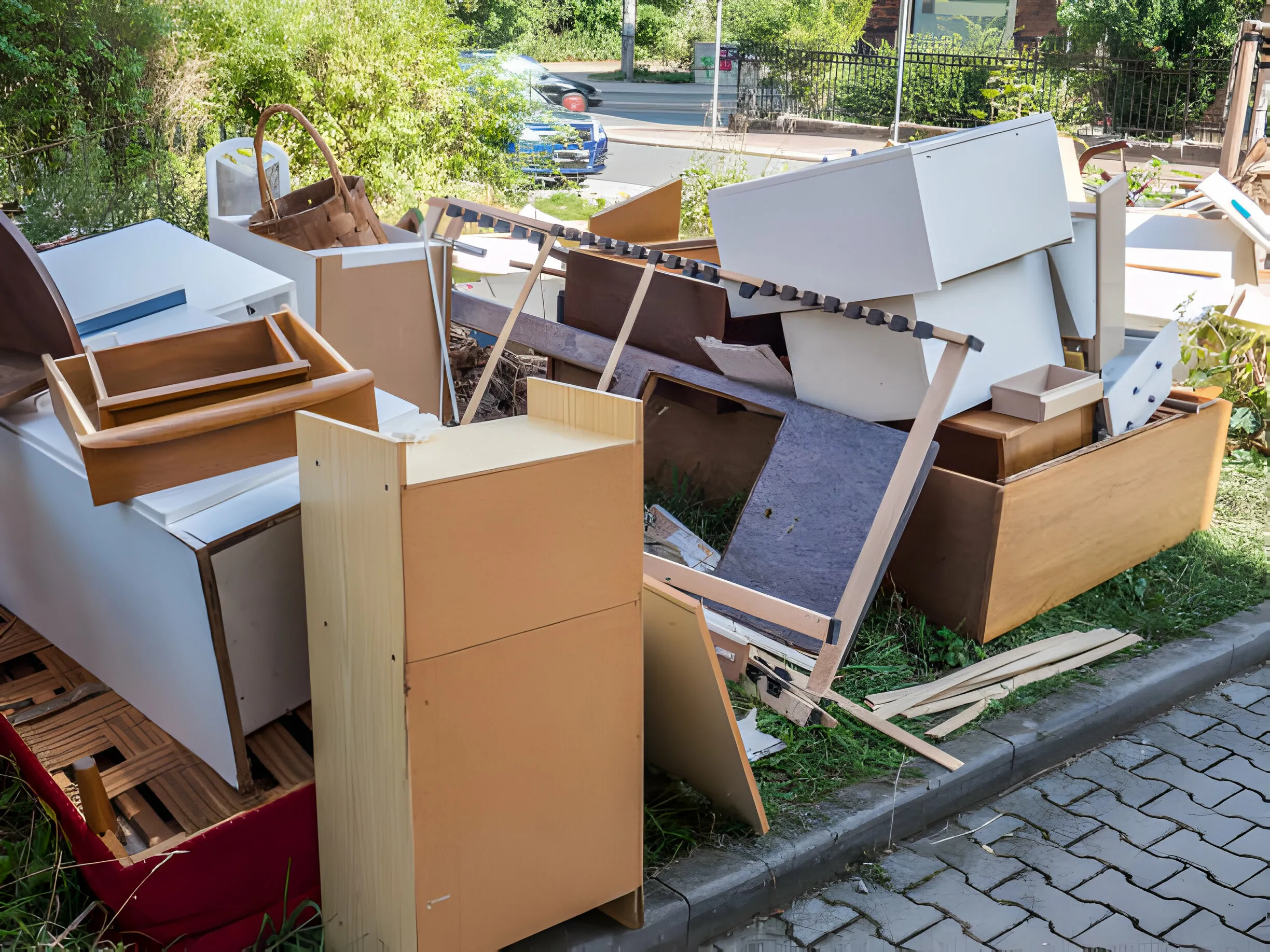 Household junk and boxes piled up for removal